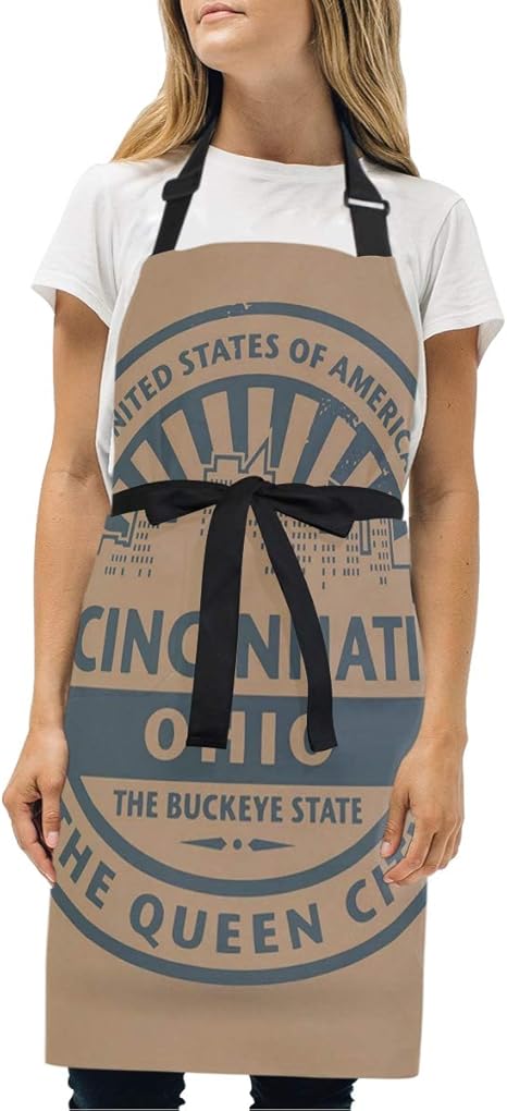 Amazon Ninehasa エプロン 州の本物のビンテージアイコンを広告するクイーンシティ 首掛け シンプルエプロン 動きやすい 仕事用 家庭用 シワになりにくい 男女兼用 エプロン オンライン通販