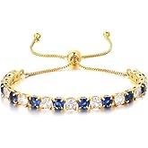 GW Tennis Bracelet for Women Adjustable Slider 14K Gold Plated 4mm Cubic Zirconia Tennis Bracelet Classic Bracelet Fashion Jewelry for Women