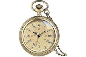 Fogitbok Vintage Quartz Pocket Watches for Men with Chains, Analog Pocket Watch for Women, Gifts for Dad/Grandpa Gifts for Him for Birthday