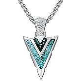 Suiknsn Arrowhead Necklace for Men Women 925 Sterling Silver Turquoise Malachite Celtic/Eye of Horus/Viking Arrow Pendant Amulet Jewelry Gifts Native American Necklace