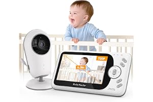 Babá Eletrônica com Monitor 4.3″, Câmera com Visão Noturna Automática, Áudio Bidirecional, Monitor de Temperatura, 8 Canções de Ninar, Babá Eletrônica sem Wi-Fi para Monitoramento Seguro