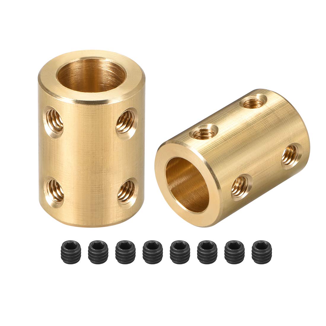 sourcing map 10mm to 10mm Bore Rigid Coupling Set Screw L22XD16 Copper,Shaft Coupler Connector,Motor Accessories,2pcs