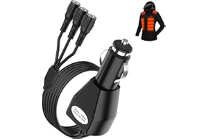 7.4V 2A/3A Heated Jacket Vest Wire Connection Cables Cigarette Lighter Plug with 12-24 Volt Male Cigar Plug for Heated Appare
