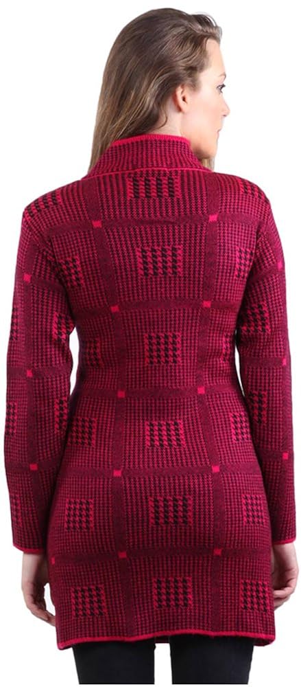 montrex maroon double breasted coat for women