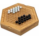 Jackaroo World Abalone Board Game, Marble Strategy Game, Solid Plywood Wooden Game with 28 Marbles, 2 Player Strategy Abalone Game, Intellectual Chess Board Game