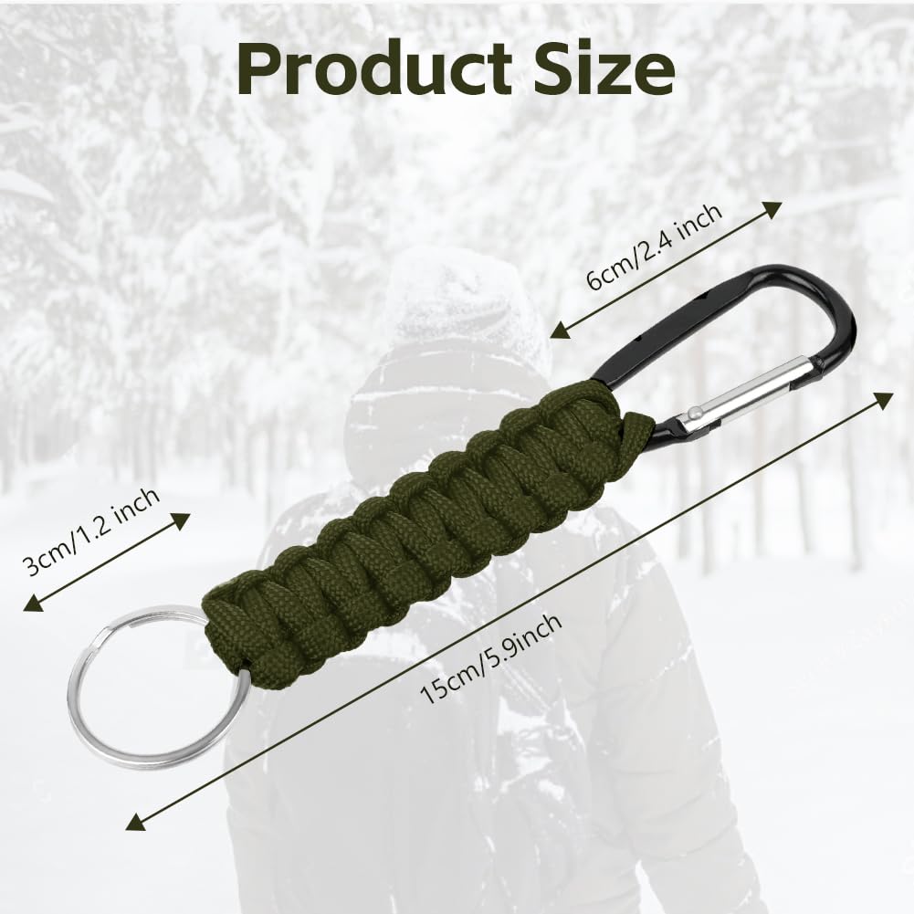 OFFCUP Paracord Schlüsselanhänger mit Karabiner, Schlüsselanhänger Karabiner Geflochtenes Lanyard, Karabinerhaken D Ring Schlüsselband Schlüsselring für Motorrad Auto Camping Wandern 2
