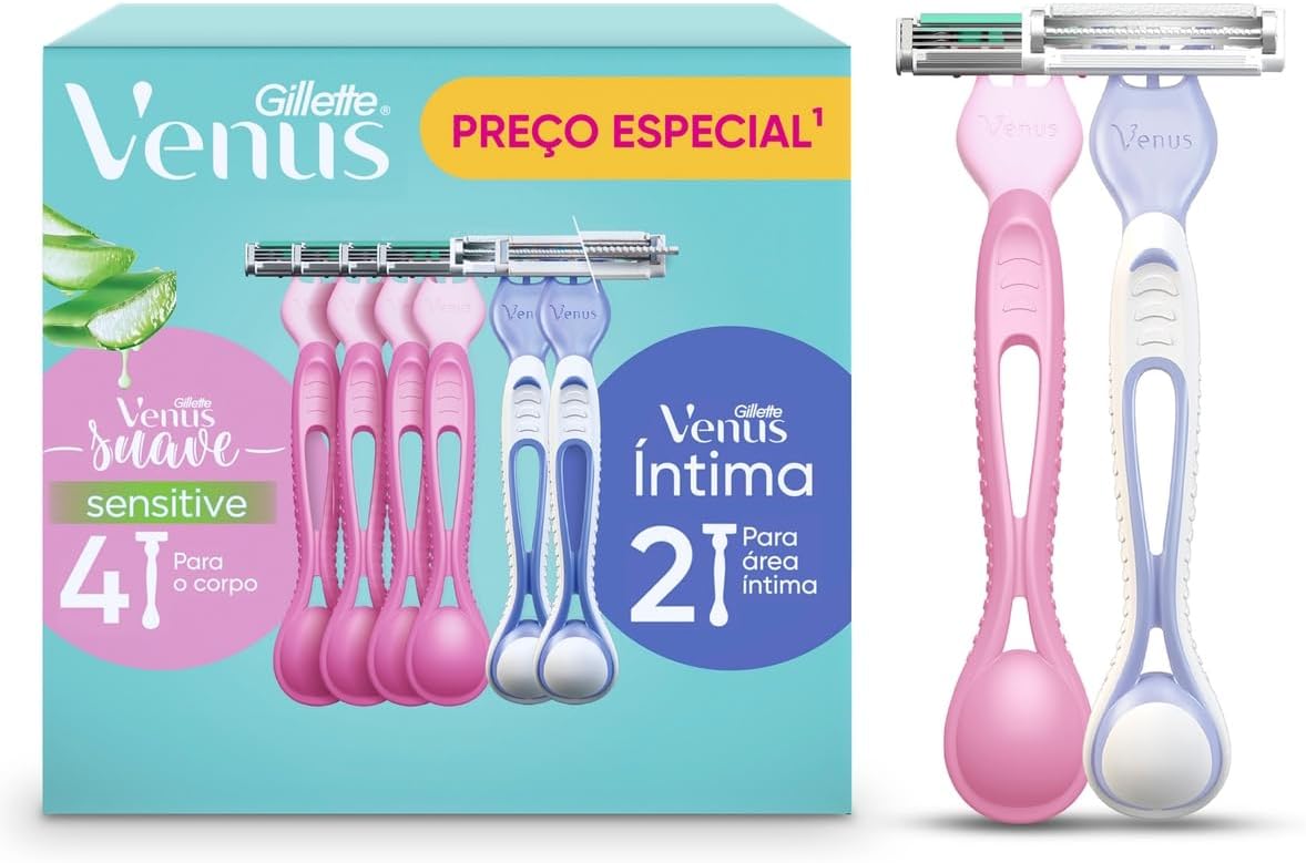 Kit Aparelho de Depilação Gillette Venus Suave 4Un + Venus Íntima 2Un