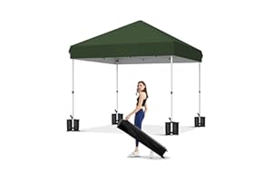 HarmonyHealth 10x10 Pop Up Canopy Tent Outdoor Canopy with No Removable Sidewall One-Person Set Up Heavy Duty Commercial Instant Tent Shelter-Green
