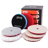 Buffing Polishing Pads, SPTA 7Pc 6.5 Inch Face for 6Inch 150mm Backing Plate Compound Buffing Sponge Pads Cutting Polishing Pad Kit For Car Buffer Polisher Compounding, Polishing and Waxing -YL6PADMIX