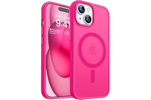 CANSHN Magnetic Designed for iPhone 15 Case [Compatible with Magsafe] [Translucent Matte] Slim Thin Shockproof Protective Bumper Cover Phone Case for iPhone 15 6.1 Inch - Hot Pink