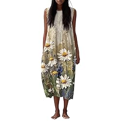 Vacation Dresses Summer Fall Cotton Linen Midi