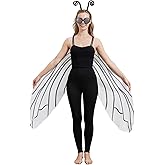 AMAMHAHAVA Fly Wings and Bug Eye Glasses Headband Set for Adults Insect Costume Accessories for Halloween Cosplay Parties