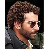 Amnenl Brown Curly Afro Wigs for Men Natural Realistic 70s 80s Synthetic Wig for Male Cosplay Daily Halloween Use