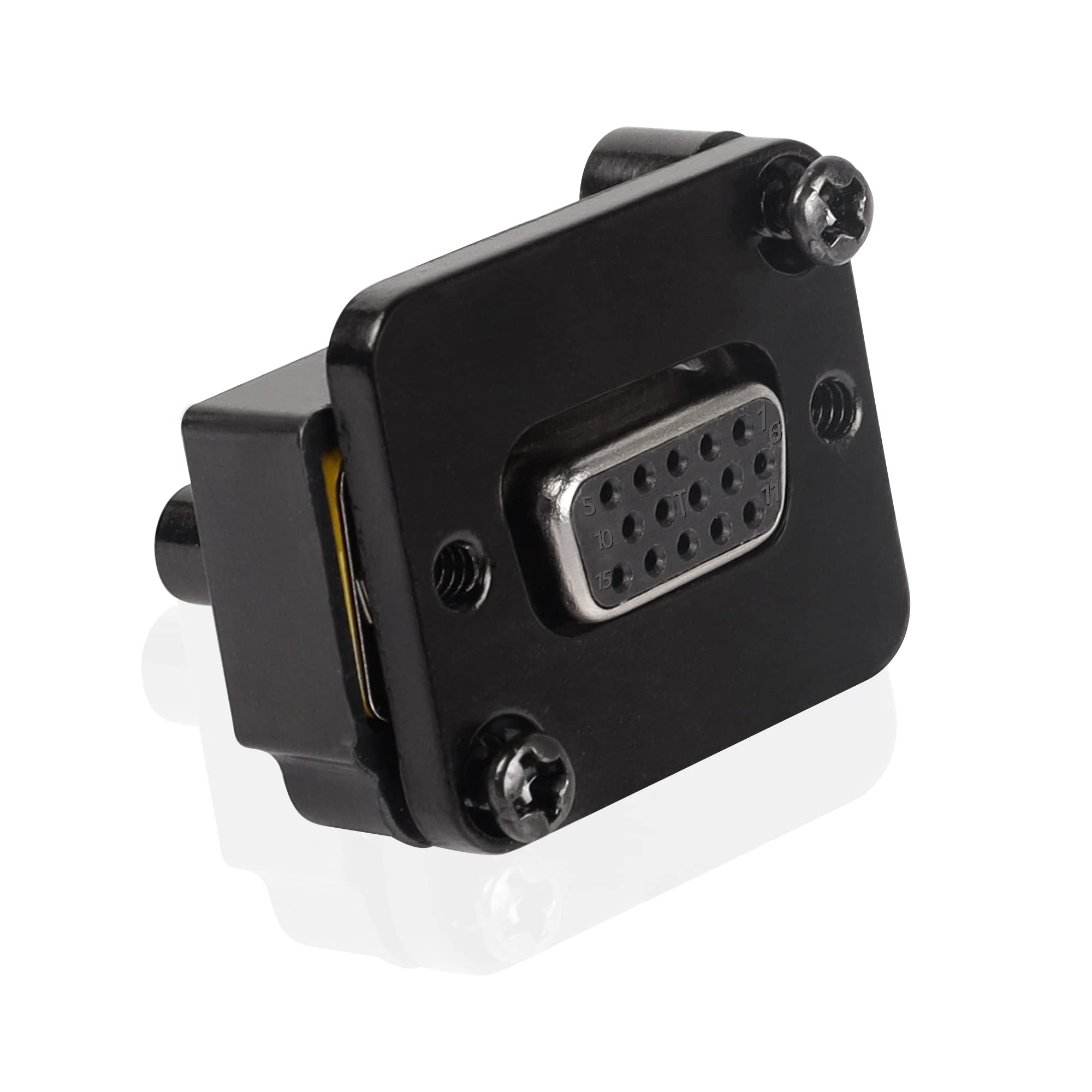 QIANRENON DB15 Panel Mount Straight Through Connector VGA Female to Male Panel Socket Converter 3 Row 15 Hole VGA Panel Coupler, Transmits Analog Video Signal 1080P