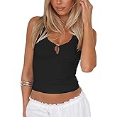 zhaistar Women's Halter Tank Top V Neck Backless Slim Fit Basic Going Out Tops
