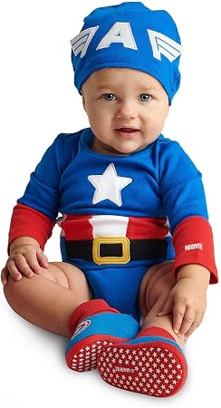 Amazon マーベル キャプテンアメリカ なりきり ロンパース 帽子付き 並行輸入品 ディズニー 服 90cm Usサイズ18 24ｍ キッズコスチューム 変身 なりきり おもちゃ