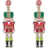 Christmas Earrings Nutcracker Earrings Stud for Women Creative Beaded Santa Claus Earrings Cute and Interesting Nutcracker Holiday Earring Christmas Stocking Stuffers