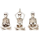 Newman House Studio Halloween Skeleton Decor - Yoga Skeleton Figurines | Halloween Decoration Indoor Set of 3 Realistic Meditating Skeleton Statues Resin Zen Skull Décor 2*1.5*3.75 in