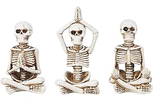 Newman House Studio Halloween Skeleton Decor - Realistic Meditating Skeleton Statues, Set of 3, 2*1.5*3.75 in Resin Indoor Zen Skull Decor