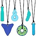 Chew Necklaces for Sensory Kids, 6 PCS Sensory Chew Necklaces for Boys Girls with ADHD, SPD, Autism, Chewing Needs, Silicone Chewy Necklaces Chew Toys for Adults Used for Reliving Anxiety and Stress