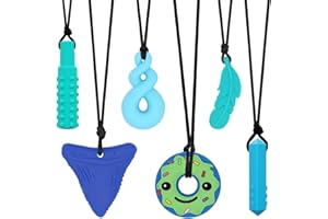 HOAISUN Chew Necklaces for Sensory Kids, 6 PCS Sensory Chew Necklaces for Boys Girls with ADHD, SPD, Autism, Chewing Needs, Silicone Chewy Necklaces Chew Toys for Adults Used for Reliving Anxiety and Stress