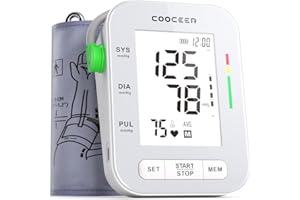 COOCEER Automatic Blood Pressure Monitor: X8 Digital Blood Pressure machine upper arm for home use with Adjustable BP cuff(8.7-16.5") - Large Backlit Display (White)