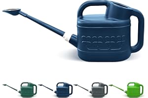 Qilebi 2 Gallon Polypropylene Blue Watering Can for Outdoor Plants, Large Capacity, Ergonomic Double Handle Design, Wide Open