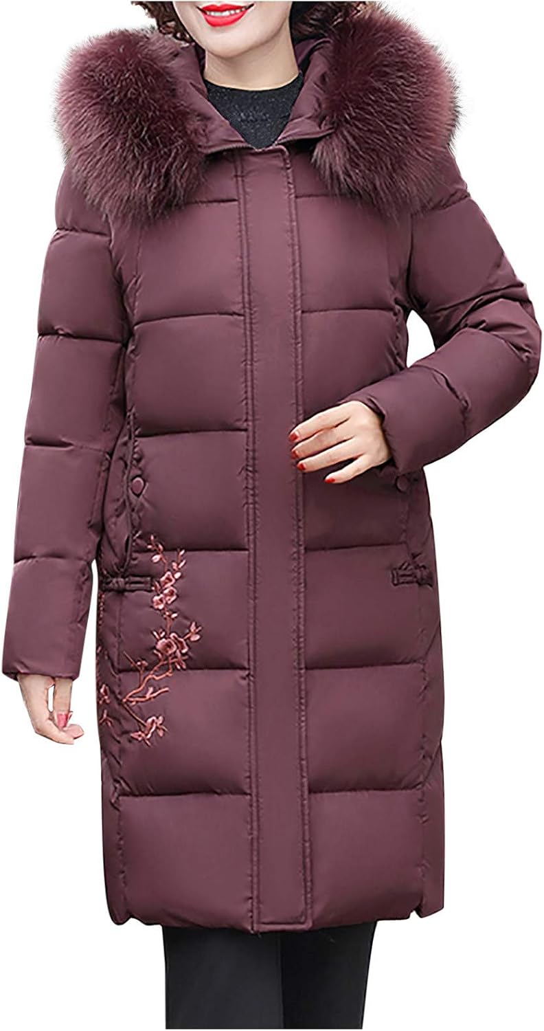 Winter Coats for Women Jackets Thick Hooded MidLength Slim Casual