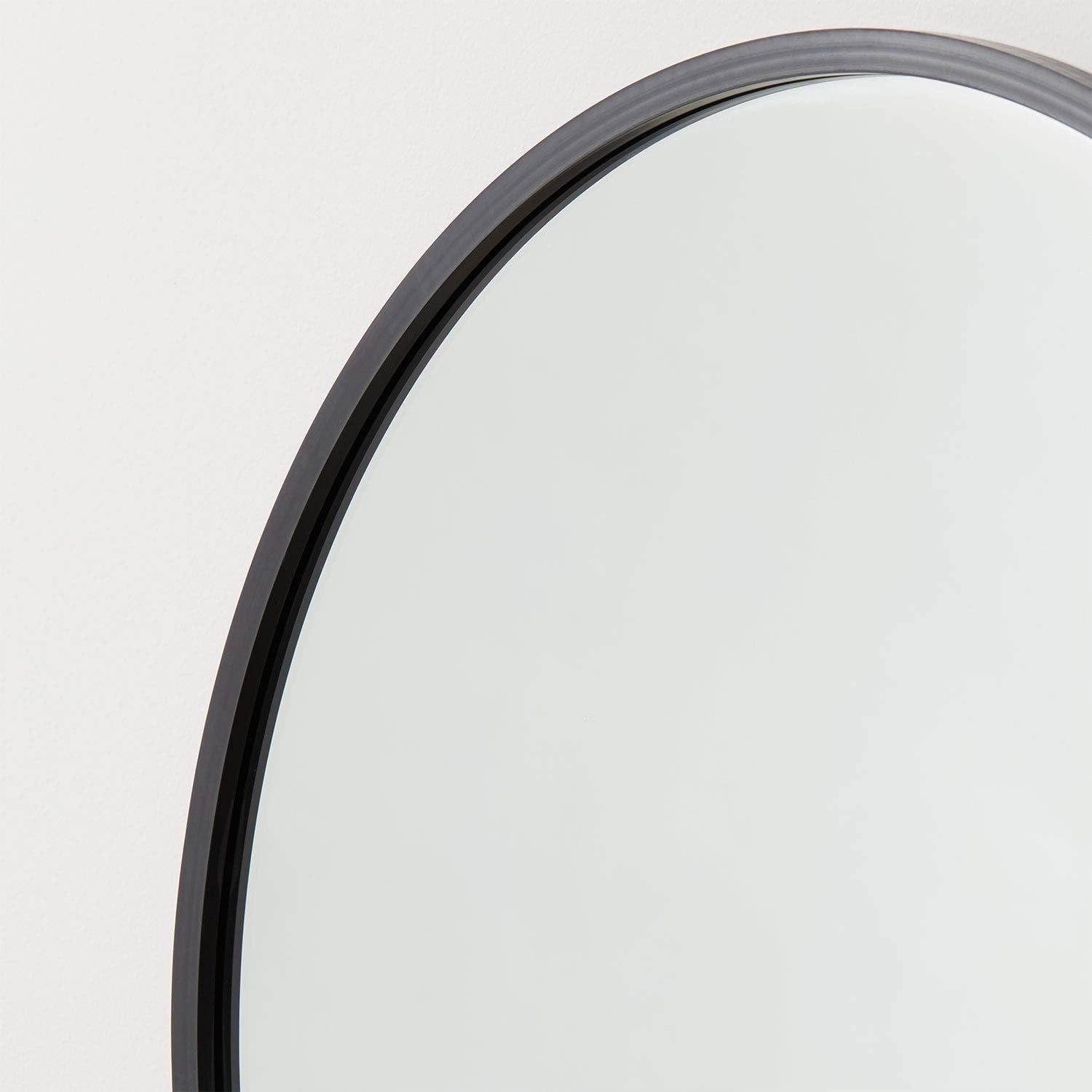 Better Bevel 30” x 30” Black Rubber Framed Mirror | Round Bathroom Wall Mirror: Kitchen & Dining