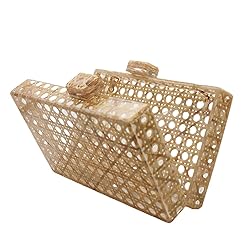 RomanticDesign Women Acrylic Handbag Rattan Woven