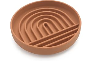 Should We Go? Slow Feeder for Dogs & Cats, The Slowdown Bowl Silicone Slow Eating Mealtime Solution with Modern Lick Mat Design, Reduces Gulping, Fits 1 Cup, 6” Across x 1.25” Tall, Small-Terracotta