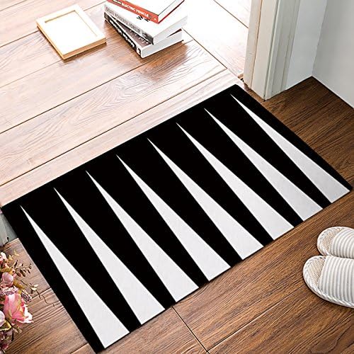 Women Trend Indoor Doormats Rubber Backing Non Slip Door Mat Black White Piano Keys Stripe Design Printed Front Door Inside Floor Dirt Trapper Entrance Rugs Shoes Scraper Carpet 18"x30"