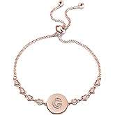 WUSUANED Rose Gold Initial Bracelet Letter Bracelet Adjustable Chain Bracelet Personalized Jewelry For Women