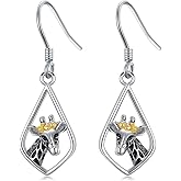 URONE Animal Earrings 925 Sterling Sliver Hummingbird/Koala/Bat/Giraffe/Dachshund Earrings Dangle Animal Jewelry Gift for Women