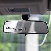 3X Hello Beauty Rearview Mirror Decal, Vanity Mirror Stickers, Rear View Mirror Vinyl Decal, Car Accessories Gifts, Car Decal for Women, Car Window Decal, Self Affirmations Decal