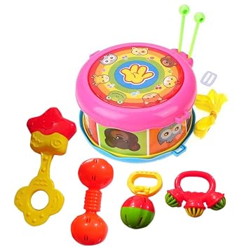 HALO NATION Rattle and Musical Band Baby Concert Toy Set BPA-Free and Non Toxic Toys for Toddlers (Big Drum)