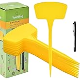 Plant Labels，60 Pcs Yuanling Plant Markers Large Plastic Plant Tags T-Type Waterproof Garden Labels for Outdoor Indoor Potted Plants Flowers Seeds Herbs with Garden Marker Pen