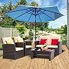 LayinSun 4 Piece Outdoor Patio Furniture Sets, Wicker Conversation Sets, Rattan Sofa Chair with Cushion for Backyard…