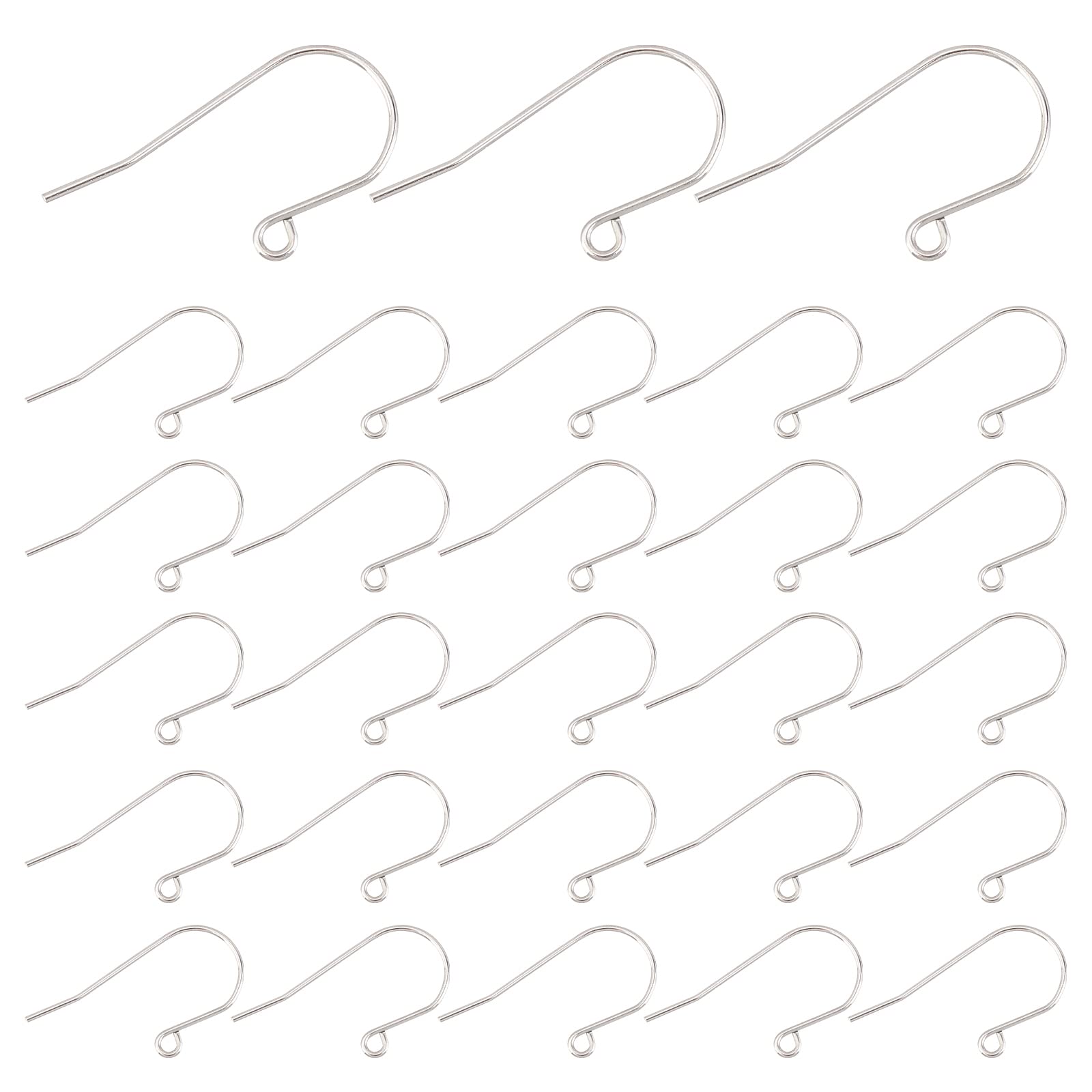 UNICRAFTALE About 100pcs 0.8mm Pin Stainless Steel Ear Wire Hooks 2mm Hole Earring Hooks with Loop Hypoallergenic Dangle Earwires Fish Hook for Jewelry Making Findings 16x27mm