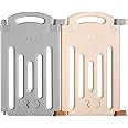UANLAUO Baby Play Yards, Foldable Playpen 2-Panel Extension by Uanlauo, Baby Fence Play Pen NO Gaps with Gate, Safety and Durable Baby Playpen Panel (Grey+White)