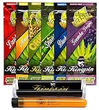 Bundle - 8 Items - Kingpin Flavored Hemp Wraps Sampler (6 Flavors) with Kingpin Wrap Roller and Rolling Paper Depot Kewltube