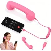 Retro Phone Handset for iPhone &amp; Android,2026 New Cell Phone Receiver with Microphone &amp; Speaker,Classic Vintage Old School Telephone Receiver for Mobile Phones,90s Style Prop for Photos (Pink)