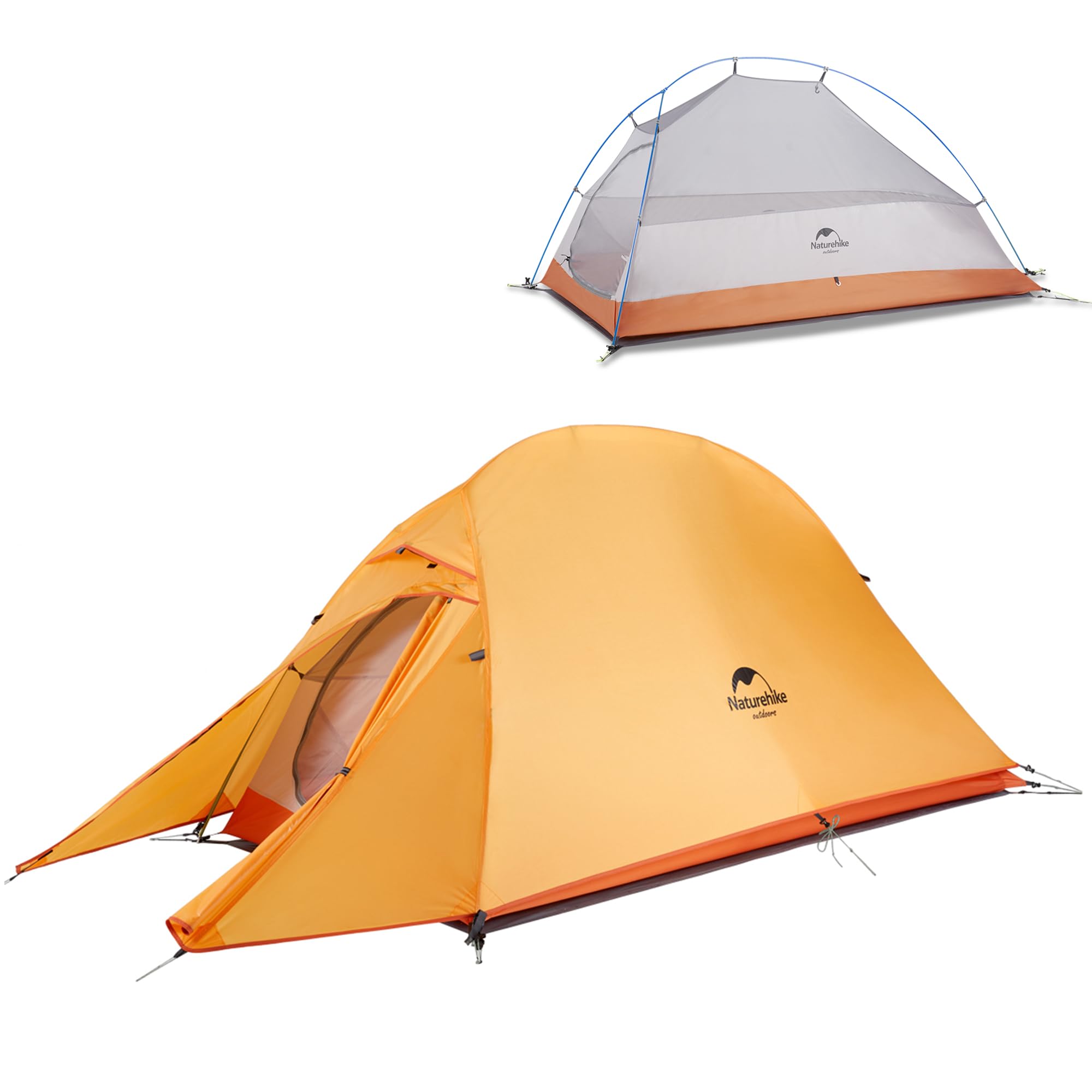 Naturehike Cloud-up Ultralight 1 Person Single Tent 3 Season Camping Tent (210T Orange Upgrade)