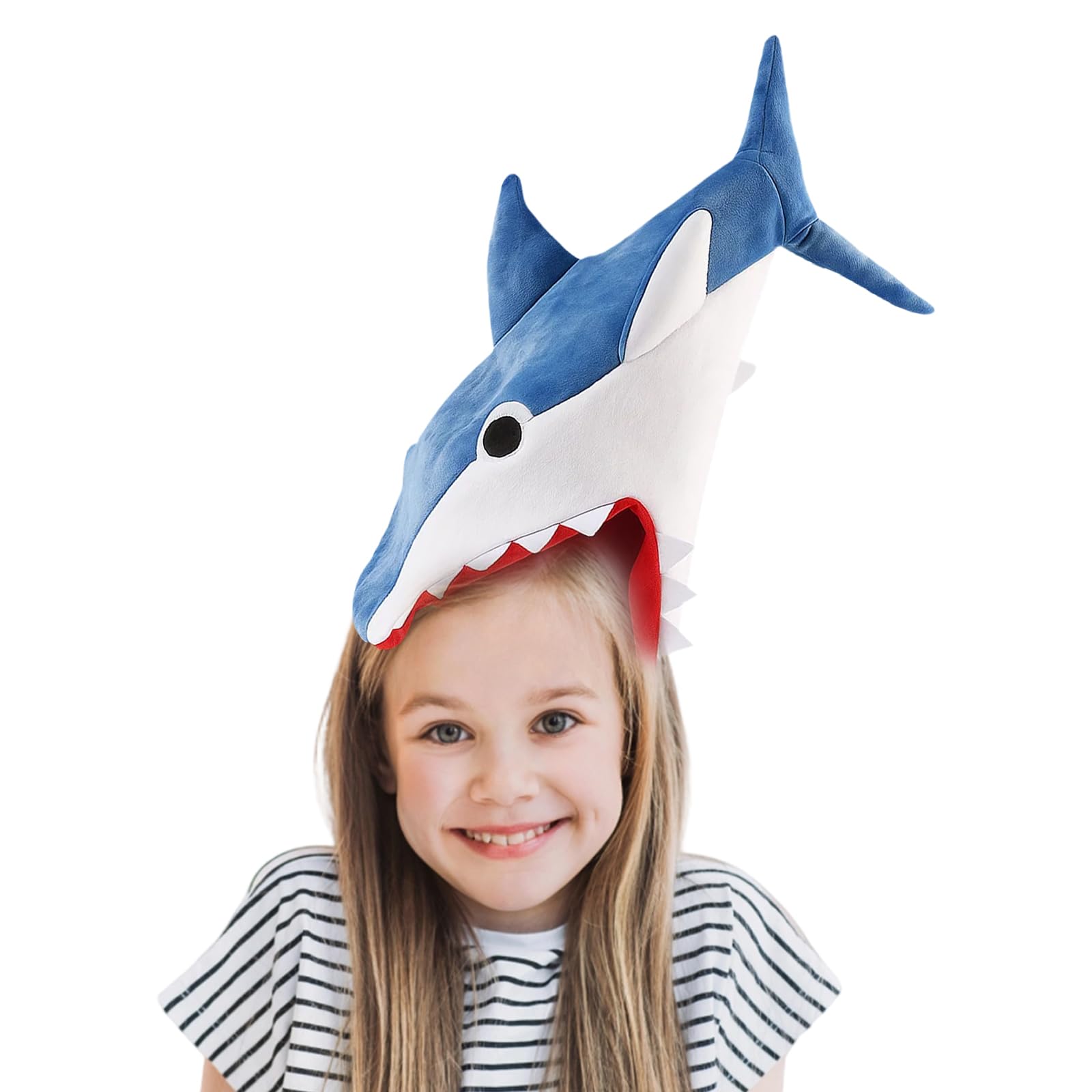 QhgPnt Shark Hat, Blue Shark Costume Headpiece for Halloween and Costume Parties, Shark Mask with Realistic Design, Fun Dress-Up Accessory for Kids and Adults, 60CM