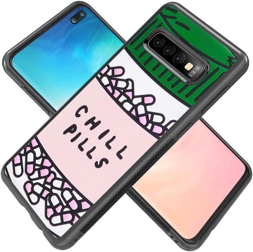 Samsung Galaxy S10 Plus Phone Case, Chill Pills Black Anti-Scratch Lithe Shockproof Rubber Bumper Protective Case for Samsung Galaxy S10 Plus