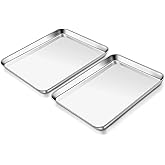 Homikit 2 Pack Baking Sheet, 9 x 13 Inches Stainless Steel Quarter Sheet Pan Set for Baking Cooking Toasting, Metal Cookie Tray Fits Toaster Oven, Non Stick & Rust Free, Dishwasher Safe