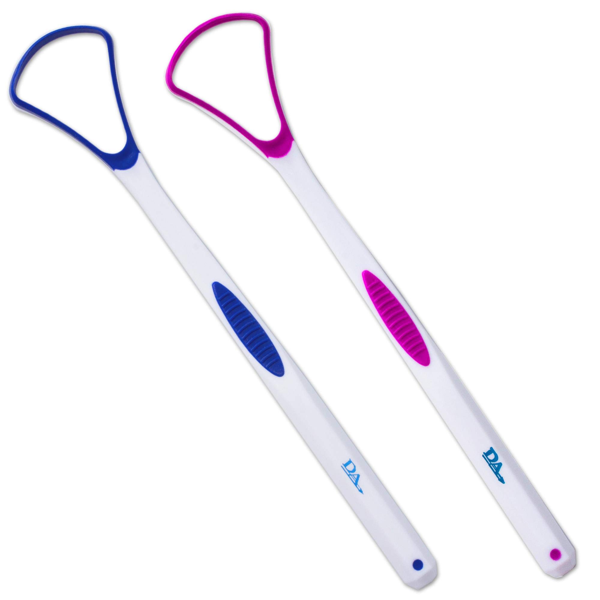 Tongue Scraper Cleaner ~ Soft & Gentle Silicone Head (Set of 2) (Pink & Blue)