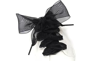 MarJunSep Satin Ribbon Shoe Laces for Sneakers, Flat Lace Shoelaces for Women Girls Shoestrings 4CM Wide