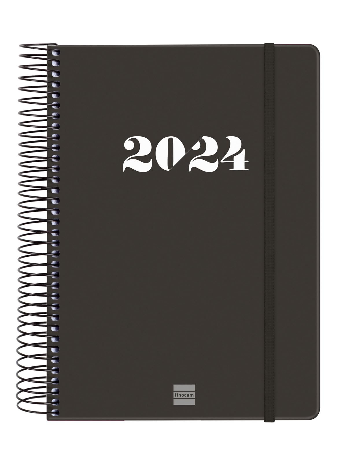 Finocam - Espiral My 2024 1 Day Page Diary January 2024 - December 2024 (12 Months) Black French