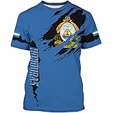 BJQ Men's Honduras T-Shirt 3D Print Short Sleeve Shirt Honduras Flag Blue Tee Novelty Casual Round Neck Top Unisex